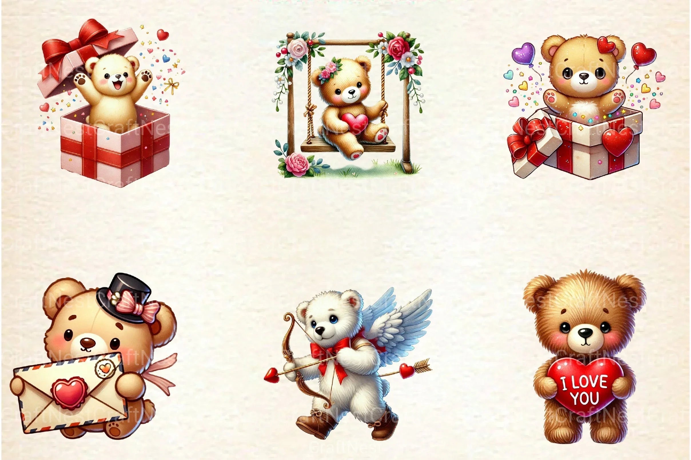 Valentine's Day Love Bear Clipart Bundle 88 - CraftNest - Digital Crafting and Art