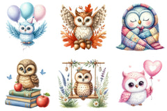 Cute Owl Clipart Bundle - CraftNest - Digital Crafting and Art