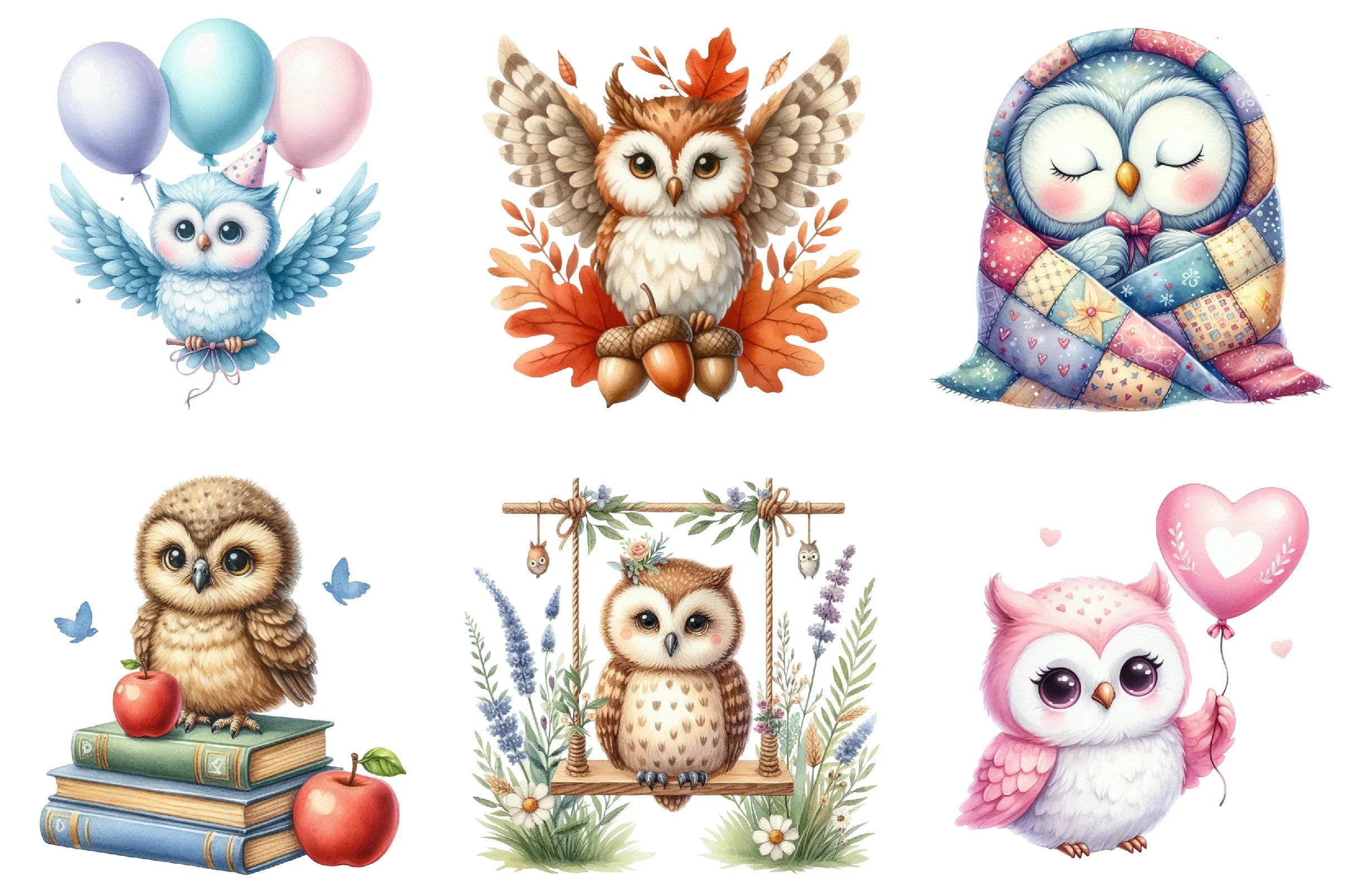 Cute Owl Clipart Bundle - CraftNest - Digital Crafting and Art
