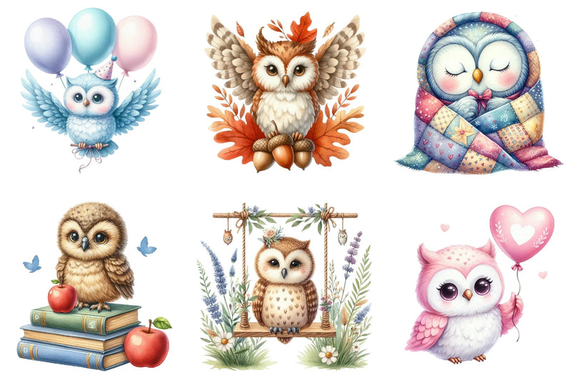 Cute Owl Clipart Bundle - CraftNest - Digital Crafting and Art