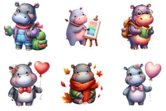 Cute Hippo Clipart Bundle - CraftNest - Digital Crafting and Art