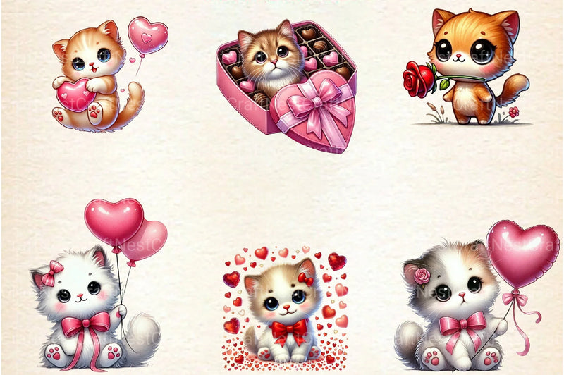 Valentine Cat Love Clipart Bundle - CraftNest - Digital Crafting and Art