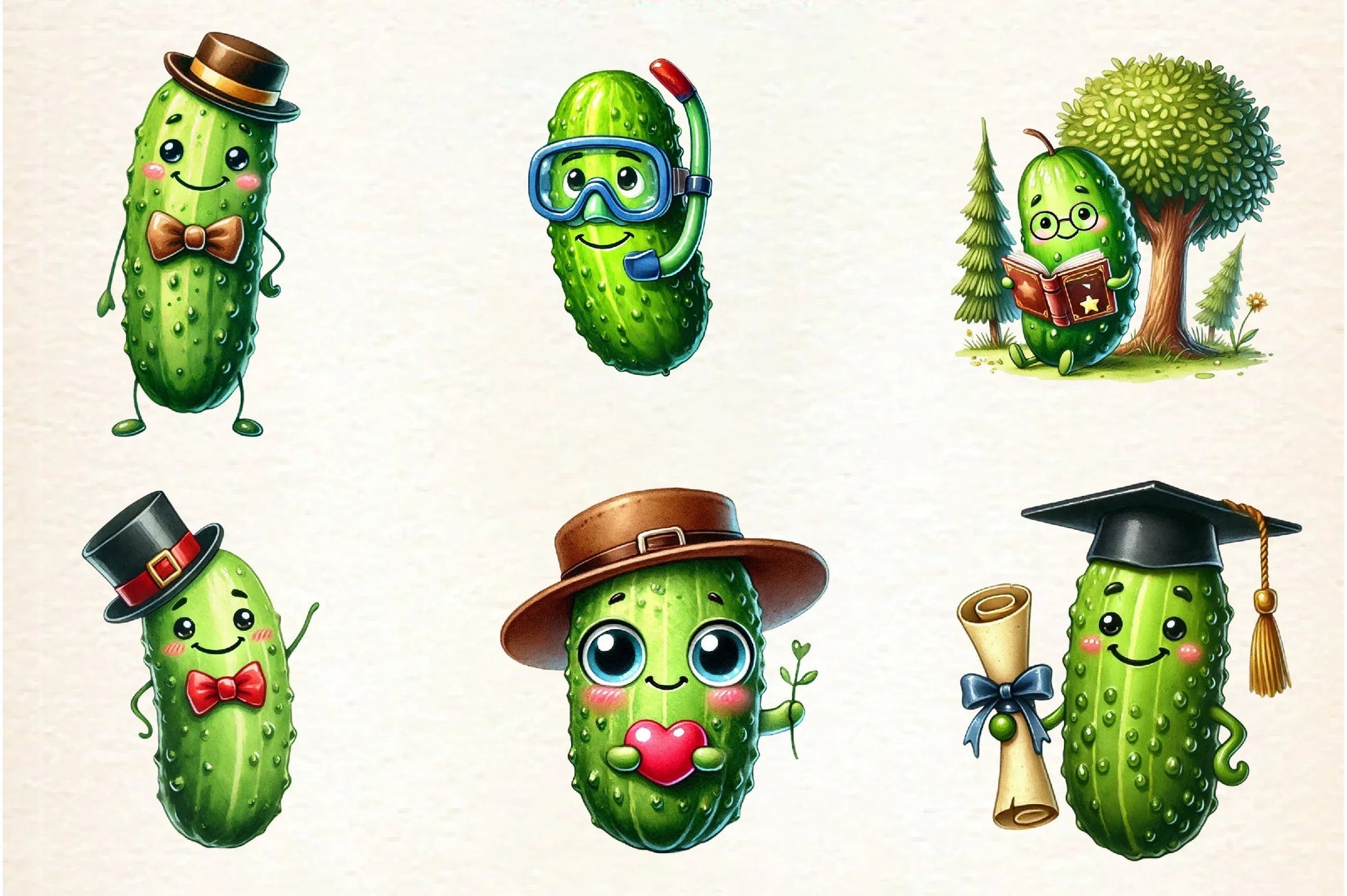 Cute Pickle Clipart Bundle - CraftNest - Digital Crafting and Art