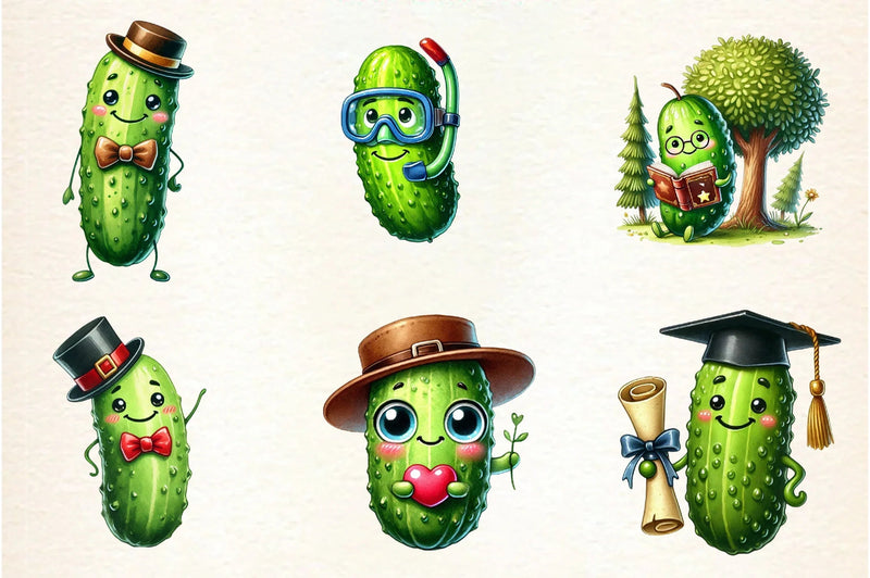Cute Pickle Clipart Bundle - CraftNest - Digital Crafting and Art