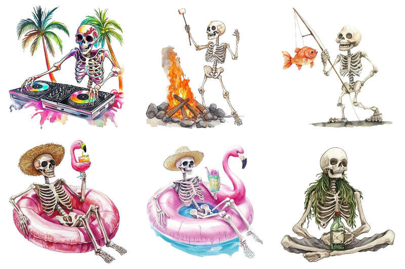 Spooky Summer Skeleton Clipart Bundle - CraftNest - Digital Crafting and Art