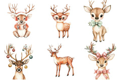 Funny Cute Christmas Reindeer Clipart Bundle - CraftNest - Digital Crafting and Art