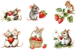 Mouse Animals Strawberry Clipart Bundle - CraftNest - Digital Crafting and Art