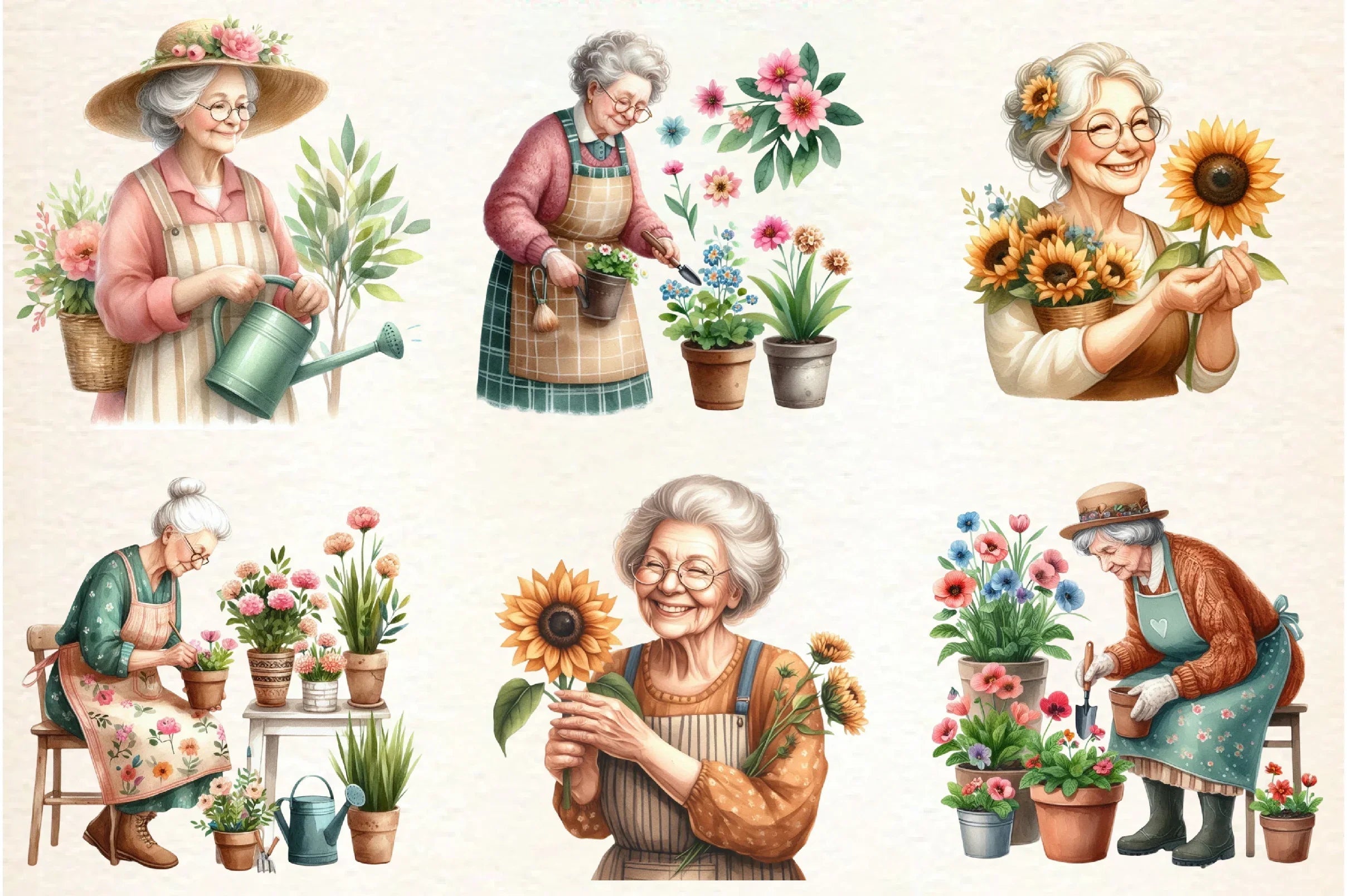 Gardening Grandma Flower Clipart Bundle - CraftNest - Digital Crafting and Art