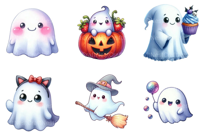 Trendy Ghost Halloween Clipart Bundle 77 - CraftNest - Digital Crafting and Art