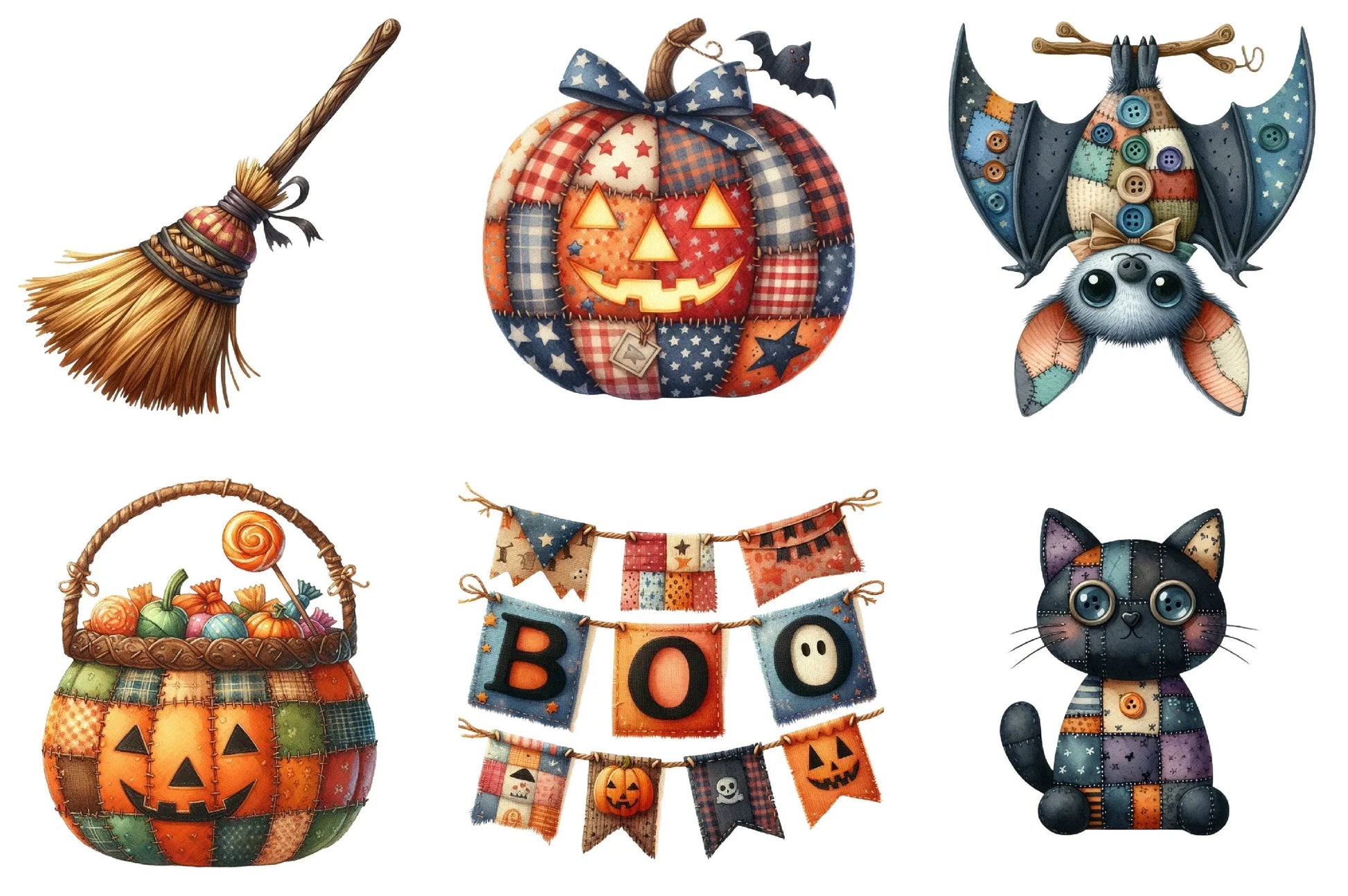 Patchwork Halloween Clipart Bundle - CraftNest - Digital Crafting and Art