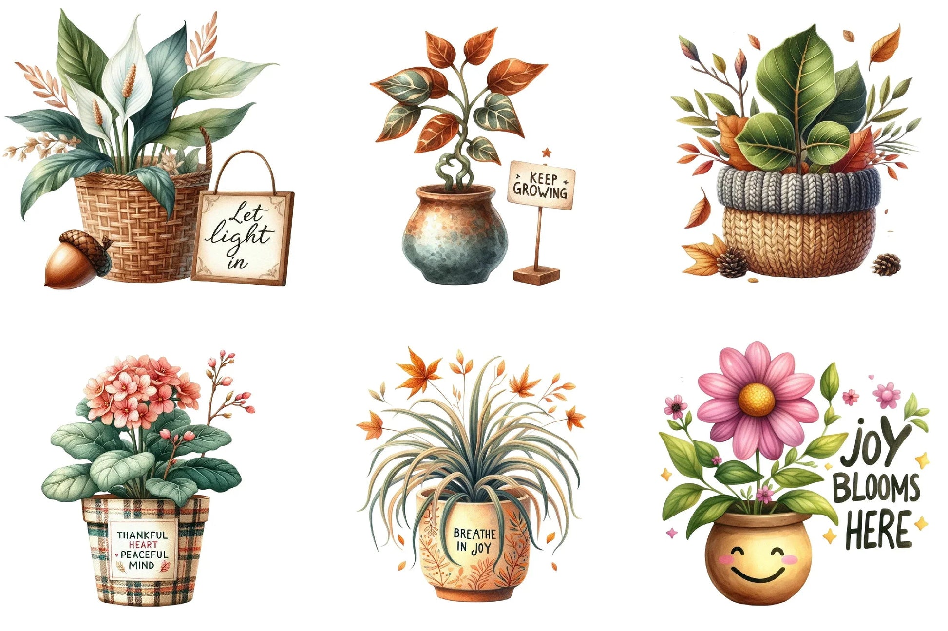 Positive Autumn Houseplant Clipart Bundle - CraftNest - Digital Crafting and Art