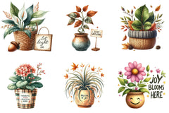 Positive Autumn Houseplant Clipart Bundle - CraftNest - Digital Crafting and Art
