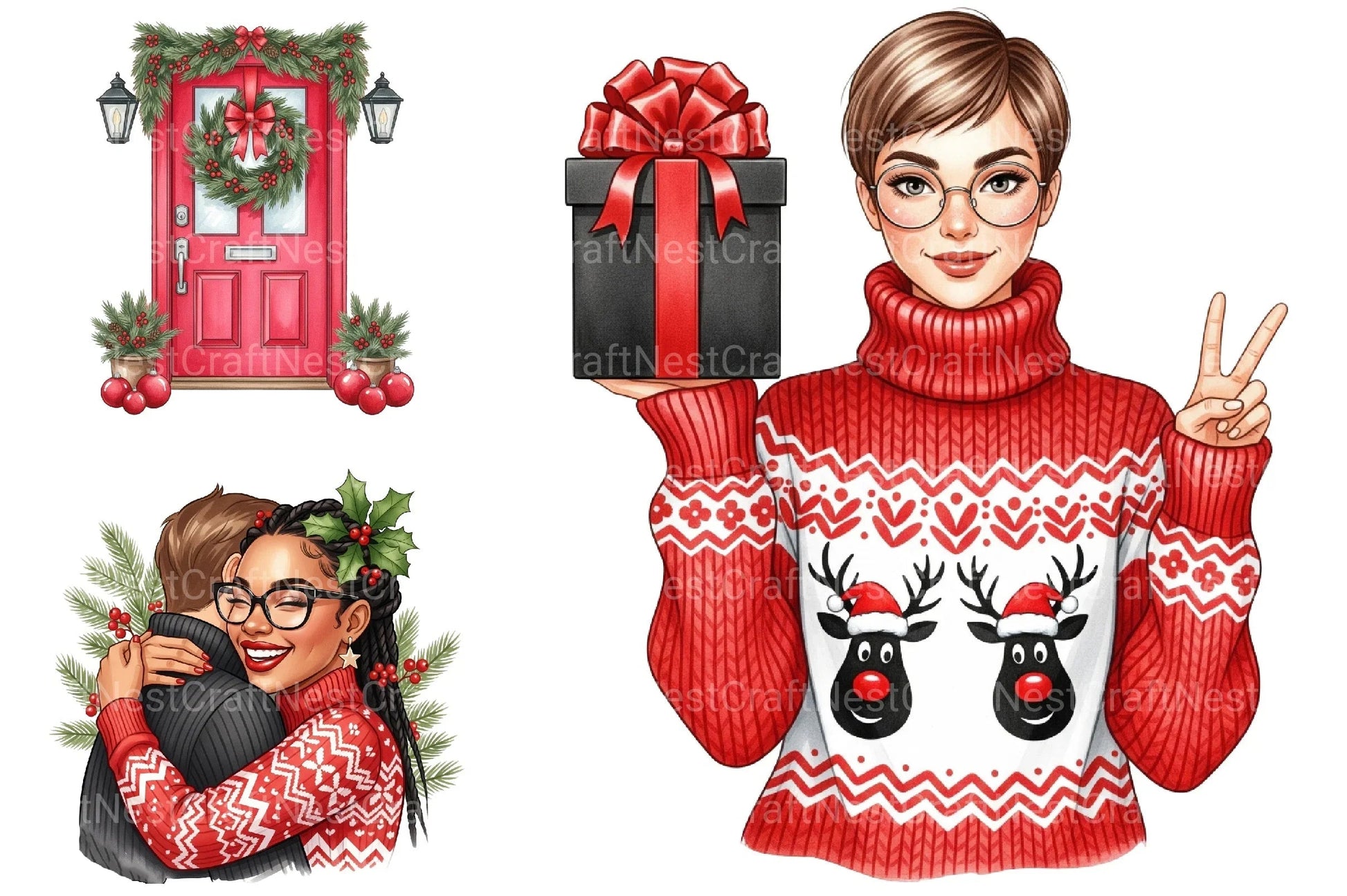 Cozy Family Christmas Clipart Bundle - CraftNest - Digital Crafting and Art