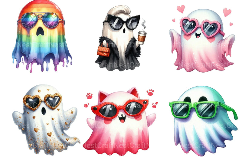 Sassy Shades Ghost Halloween Clipart Bundle - CraftNest - Digital Crafting and Art