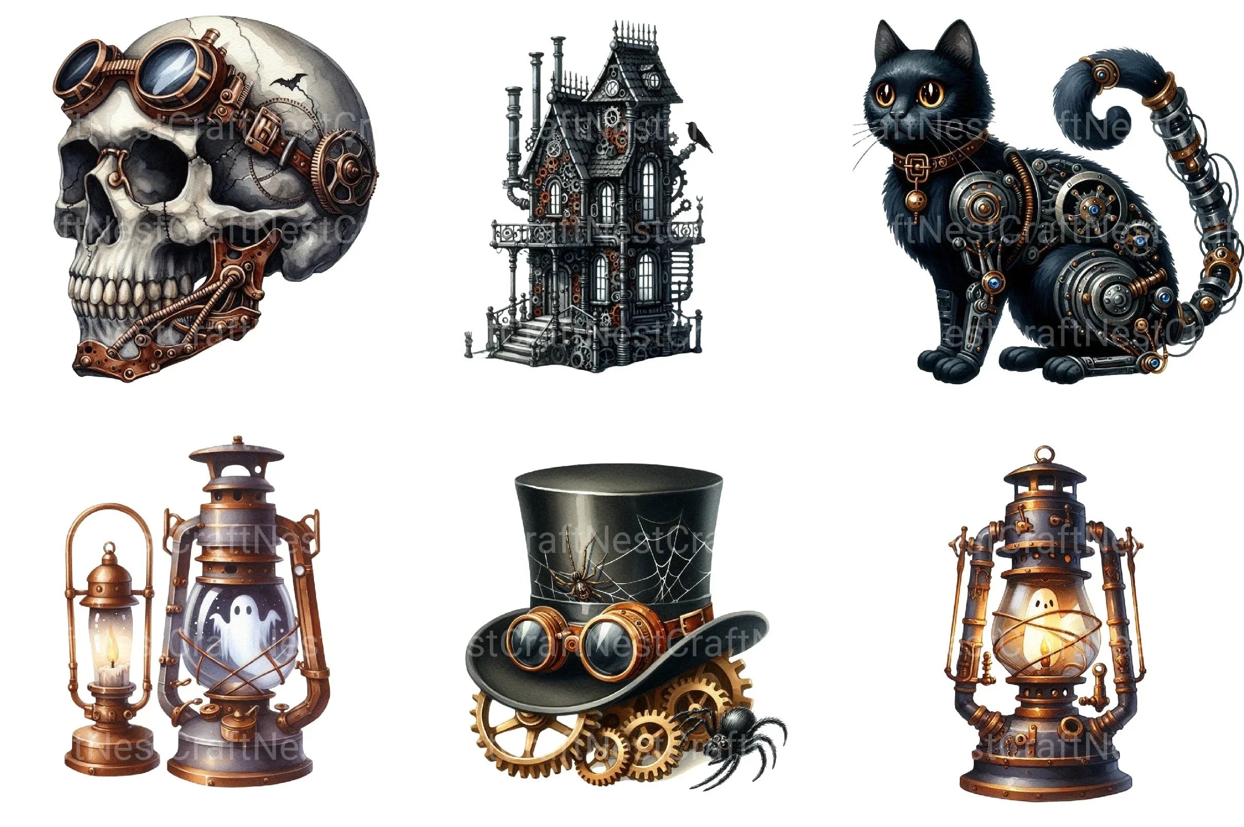 Steampunk Halloween Clipart Bundle - CraftNest - Digital Crafting and Art