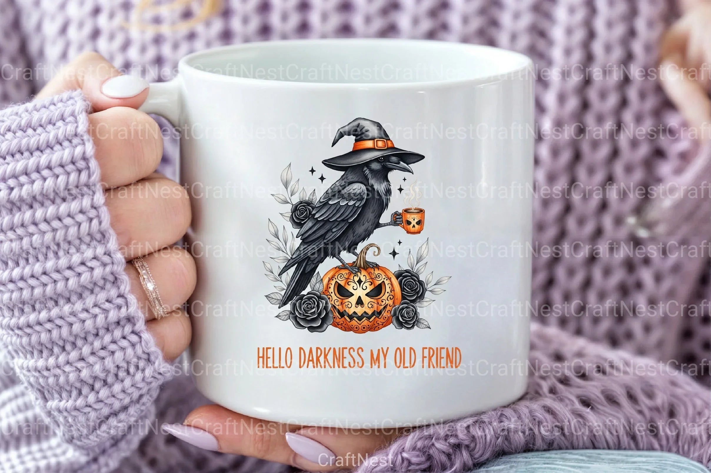 Raven Crow Coffee Halloween Clipart Bundle 1121 - CraftNest - Digital Crafting and Art