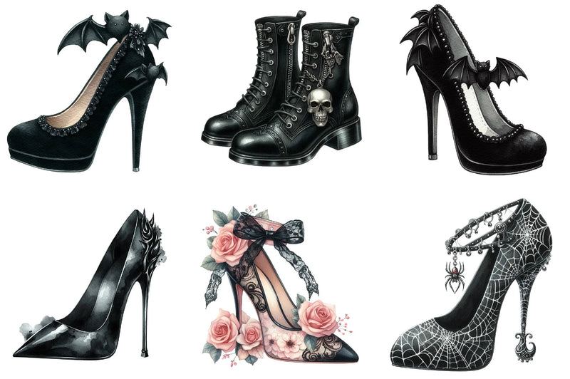 Gothic High Heel Shoes Clipart Bundle - CraftNest - Digital Crafting and Art