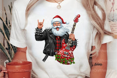 Vintage Rock & Roll Christmas Santa Claus T-Shirt Clipart Bundle - CraftNest - Digital Crafting and Art