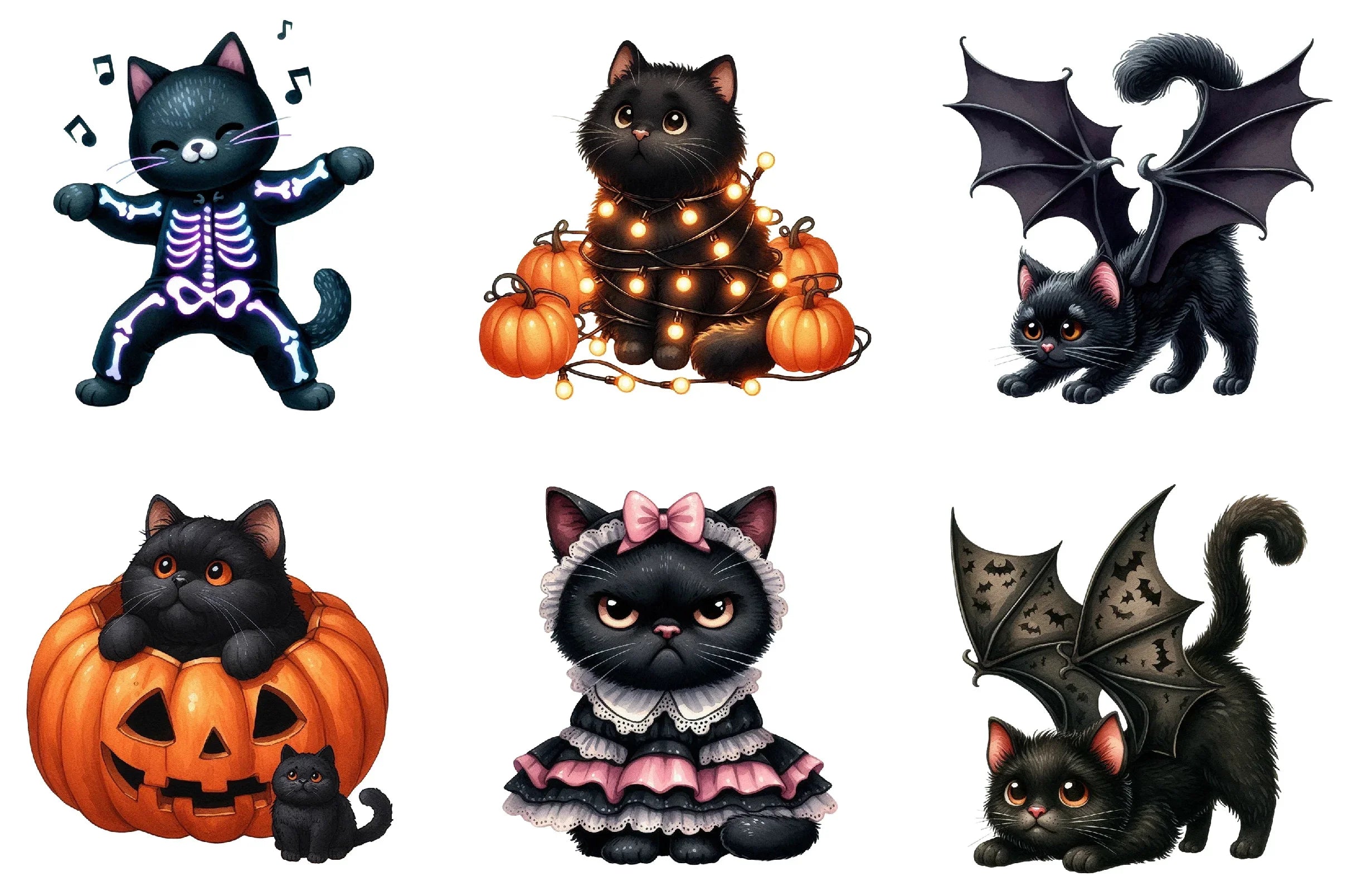 Funny Halloween Black Cat Clipart Bundle - CraftNest - Digital Crafting and Art