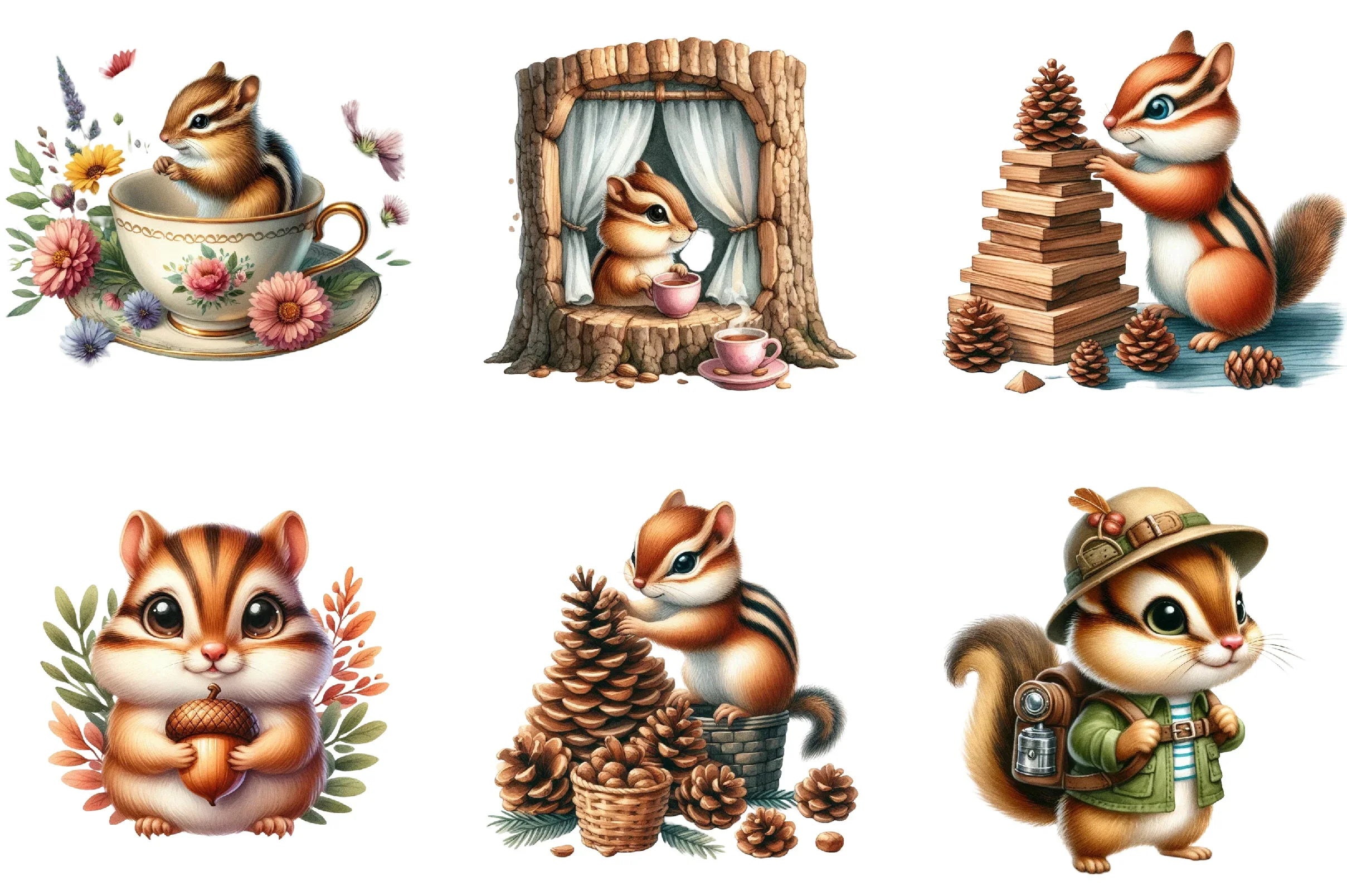 Chipmunk Cute Forest Animal Clipart Bundle - CraftNest - Digital Crafting and Art
