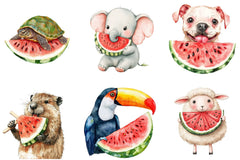 Summer Animals Watermelon Clipart Bundle - CraftNest - Digital Crafting and Art