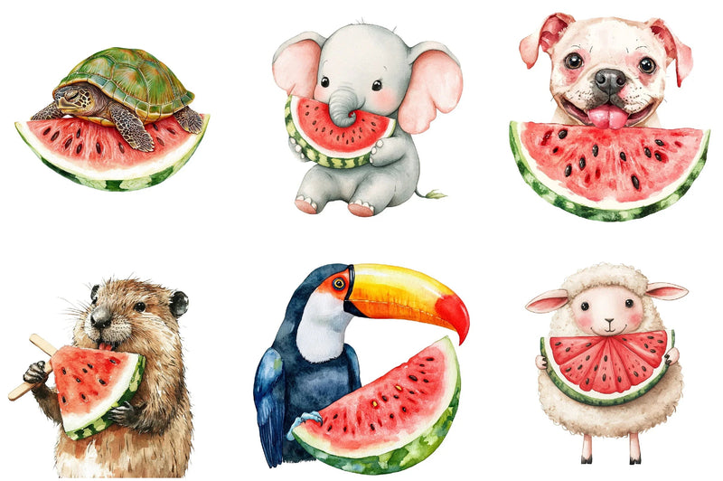 Summer Animals Watermelon Clipart Bundle - CraftNest - Digital Crafting and Art