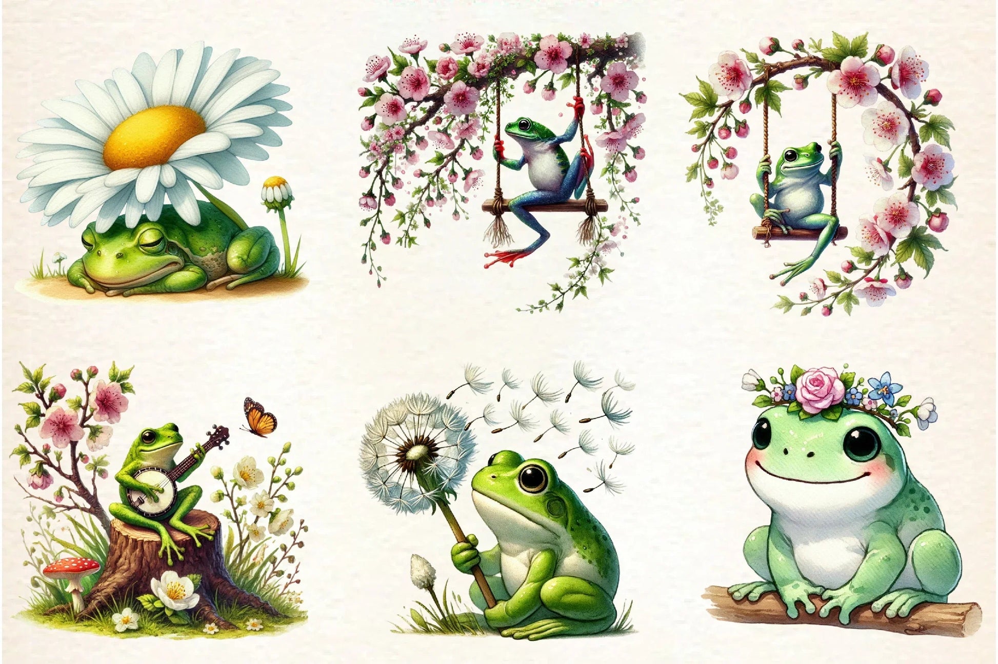 Cute Frog Spring Clipart Bundle - CraftNest - Digital Crafting and Art