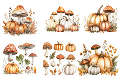 Mushrooms & Pumpkins Autumn Clipart Bundle - CraftNest - Digital Crafting and Art