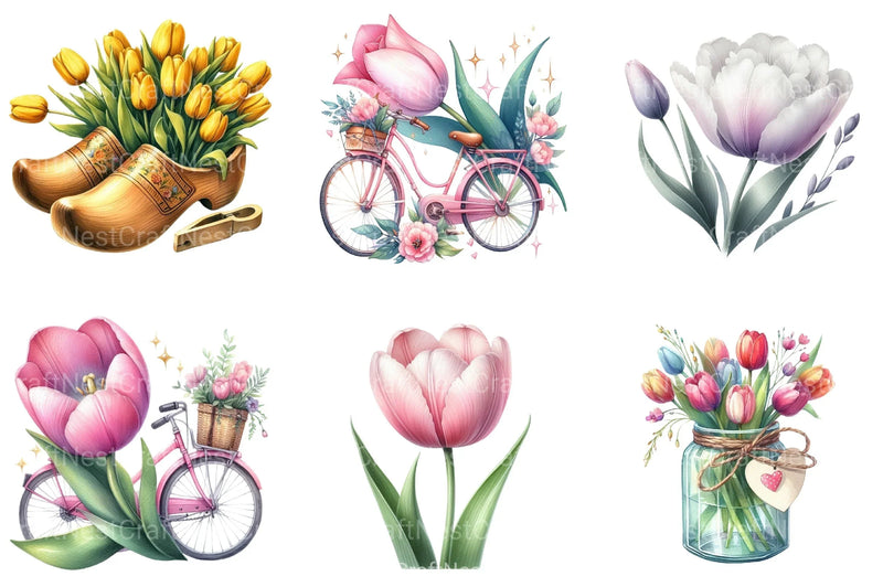 Amsterdam Summer Tulips Clipart Bundle 2 - CraftNest - Digital Crafting and Art