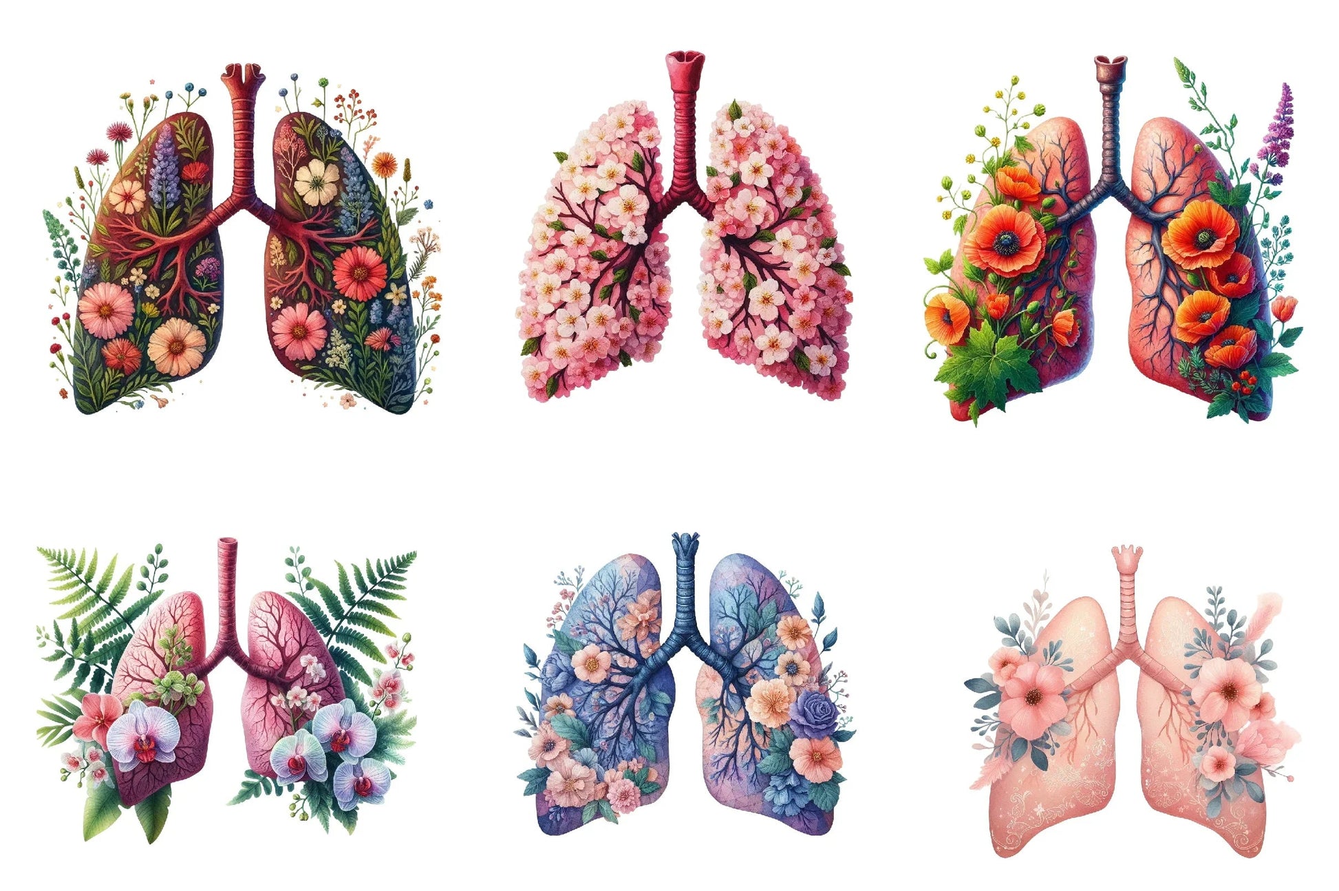 Floral Lung Clipart Bundle - CraftNest - Digital Crafting and Art