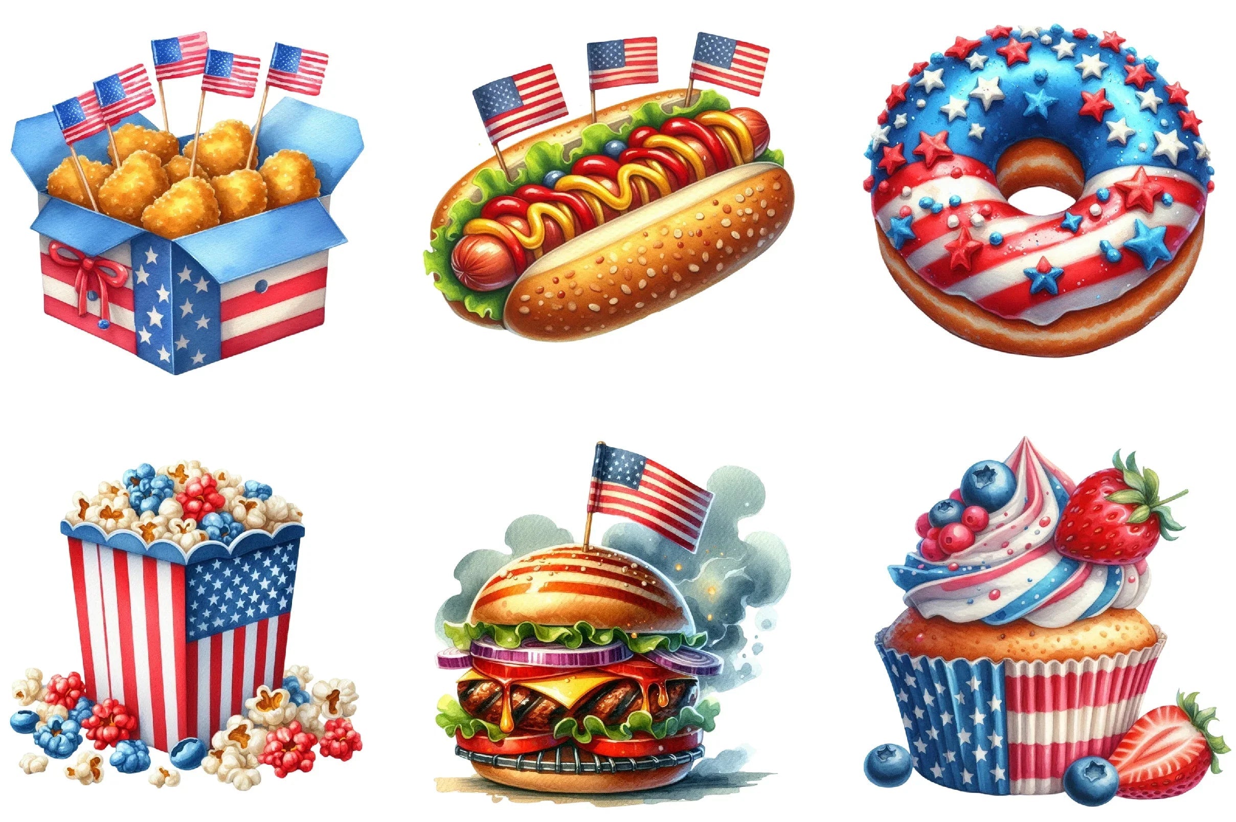 4th of July Fast Food Clipart Bundle - CraftNest - Digital Crafting and Art