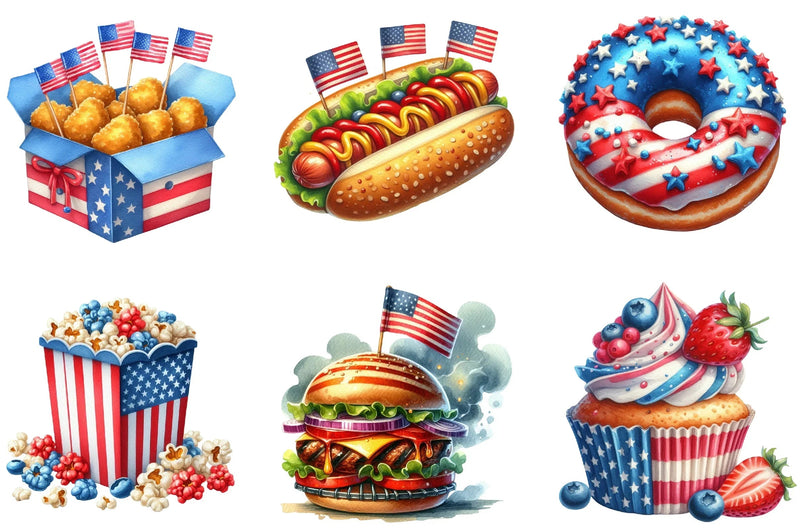 4th of July Fast Food Clipart Bundle - CraftNest - Digital Crafting and Art