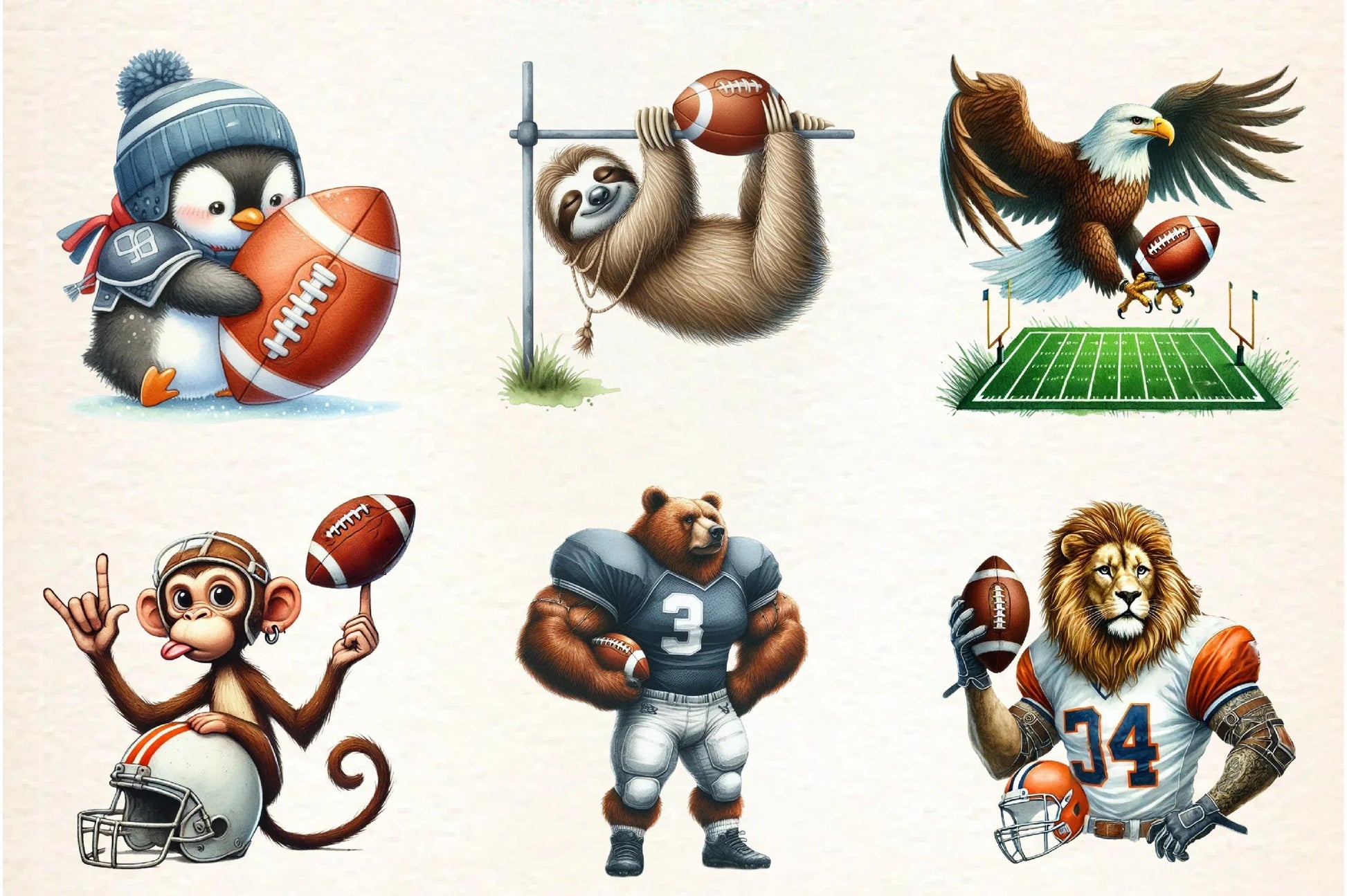 American Football Animal Clipart Bundle - CraftNest - Digital Crafting and Art