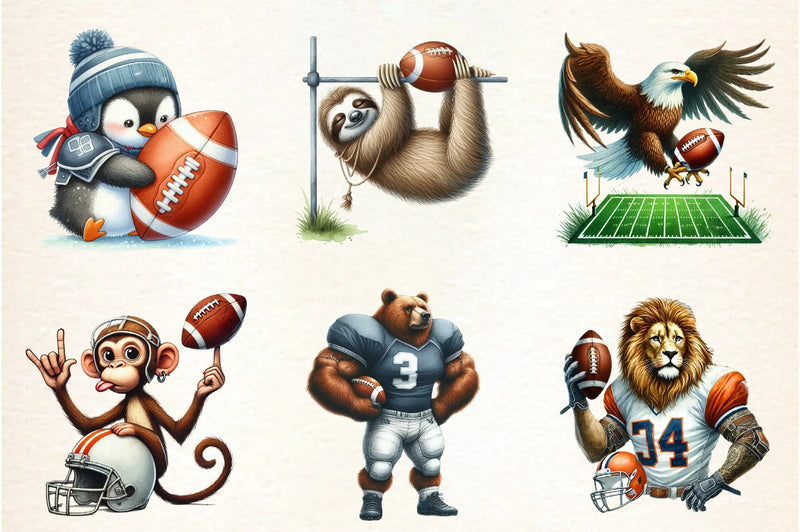 American Football Animal Clipart Bundle - CraftNest - Digital Crafting and Art