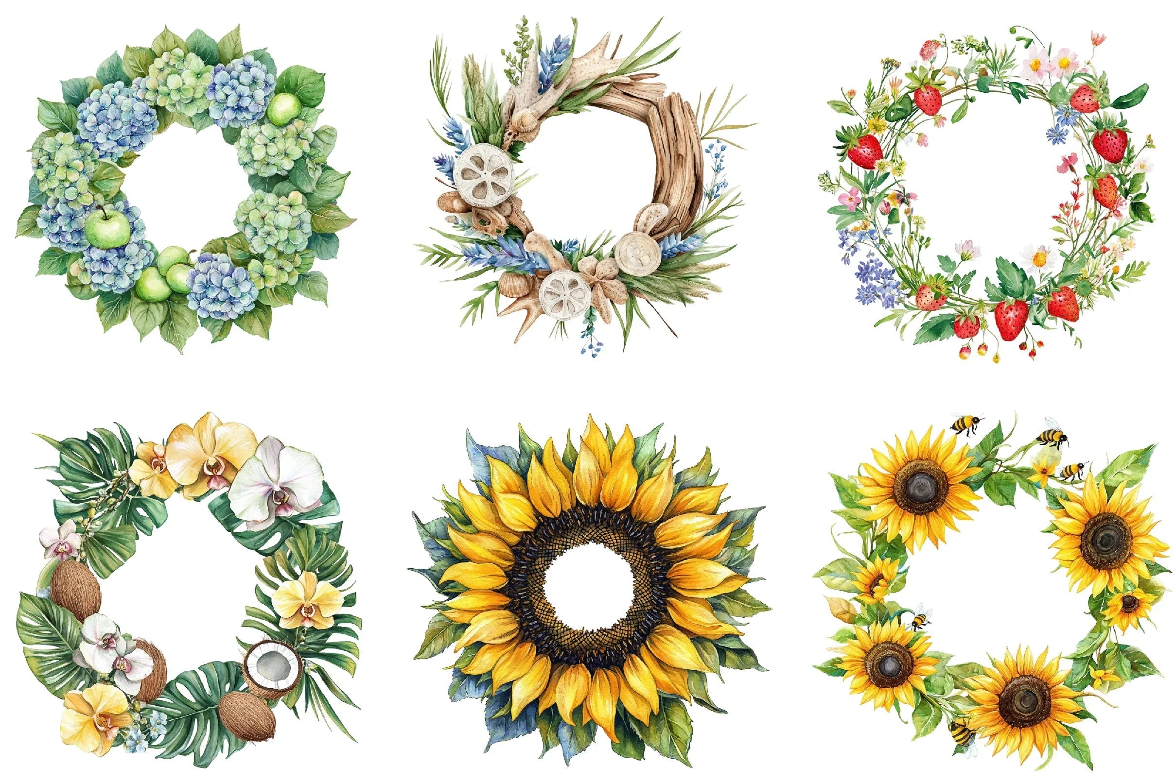 Summer Wreath Clipart Bundle - CraftNest - Digital Crafting and Art