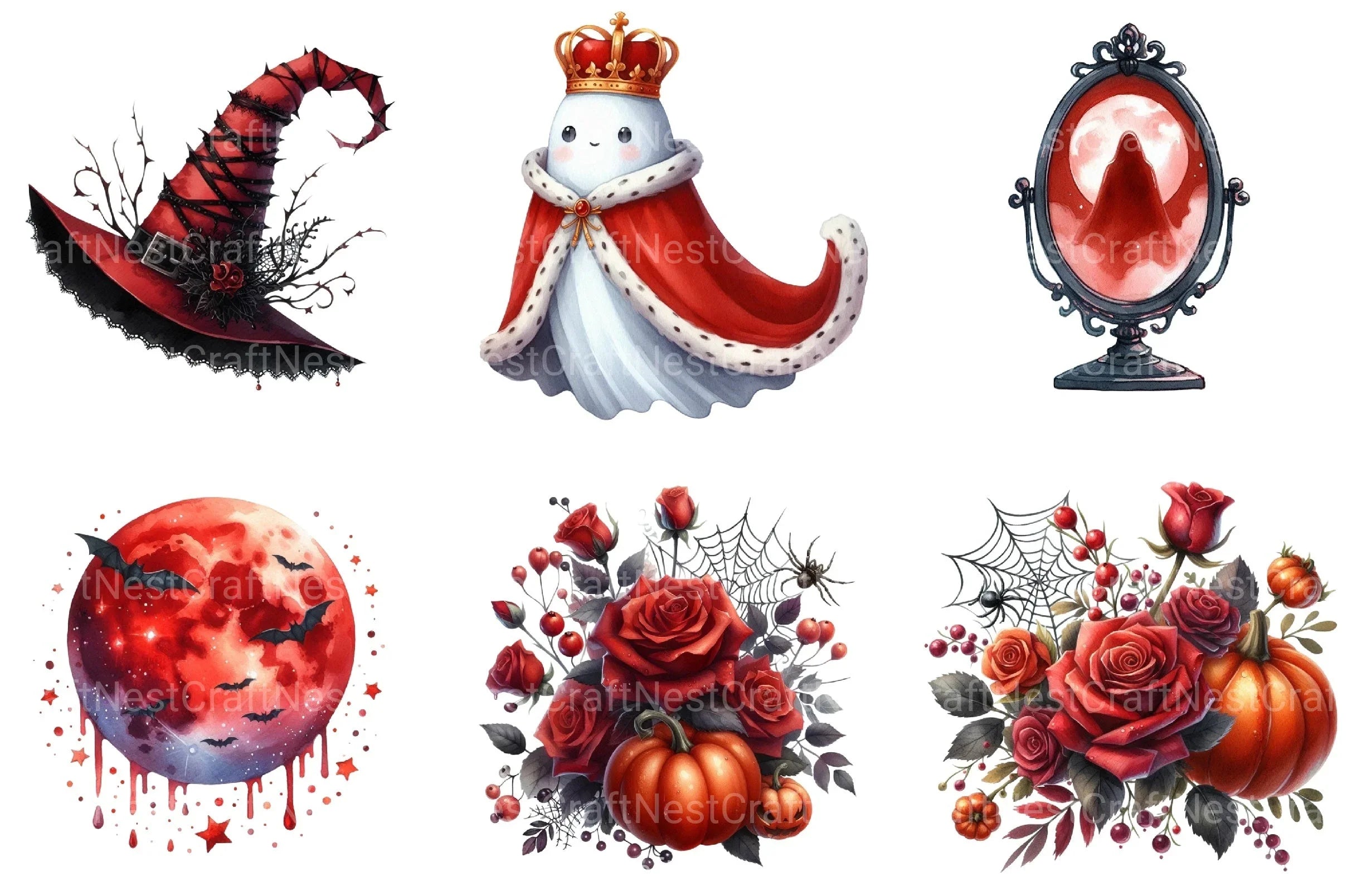 Red Halloween Clipart Bundle 2 - CraftNest - Digital Crafting and Art