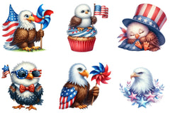 Cute Eagle Independence Day Clipart Bundle - CraftNest - Digital Crafting and Art