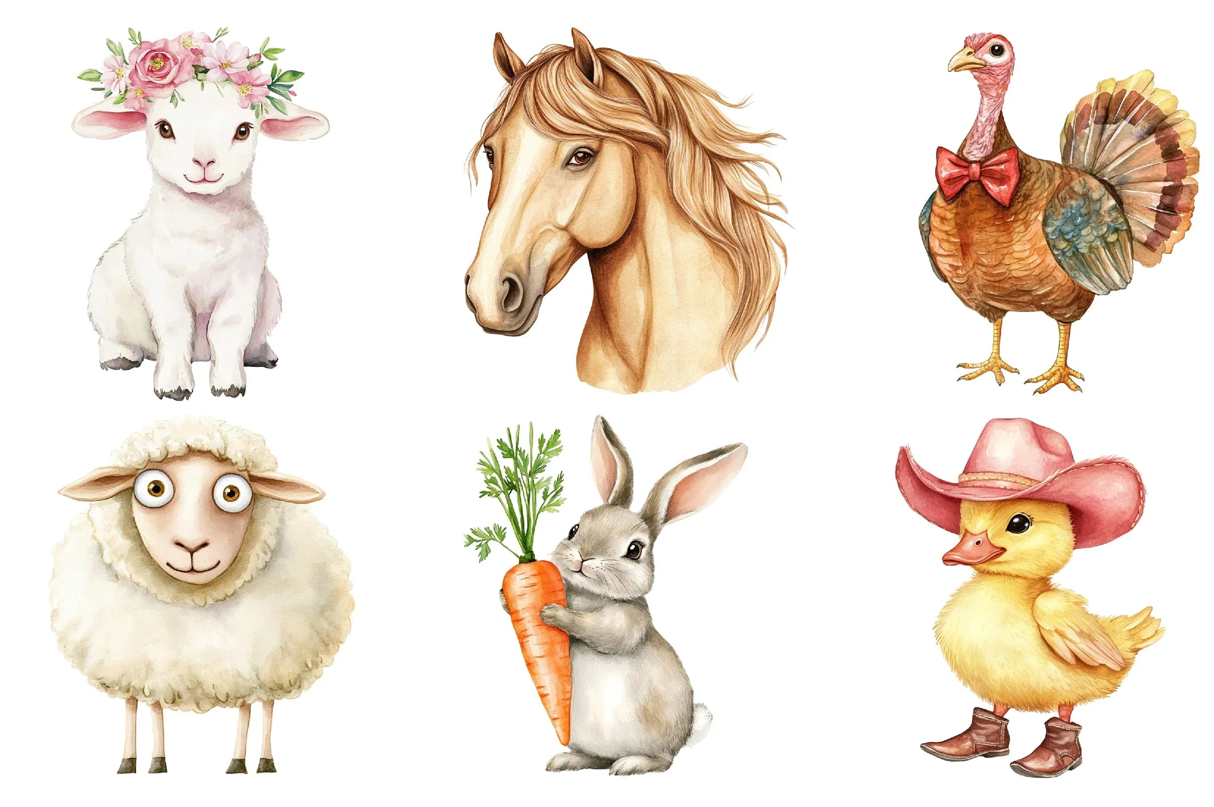 Cute Funny Farm Animals Clipart Bundle - CraftNest - Digital Crafting and Art