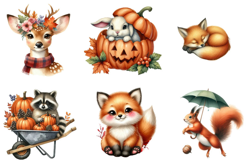 Fall Woodland Clipart Bundle - CraftNest - Digital Crafting and Art