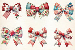 Patchwork Valentine's Day Bow Clipart Bundle - CraftNest - Digital Crafting and Art