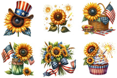 4th of July Sunflower Clipart Bundle 99 - CraftNest - Digital Crafting and Art