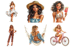 Leopard Print Summer Girl Clipart Bundle - CraftNest - Digital Crafting and Art