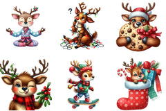 Christmas Funny Reindeer Clipart Bundle - CraftNest - Digital Crafting and Art