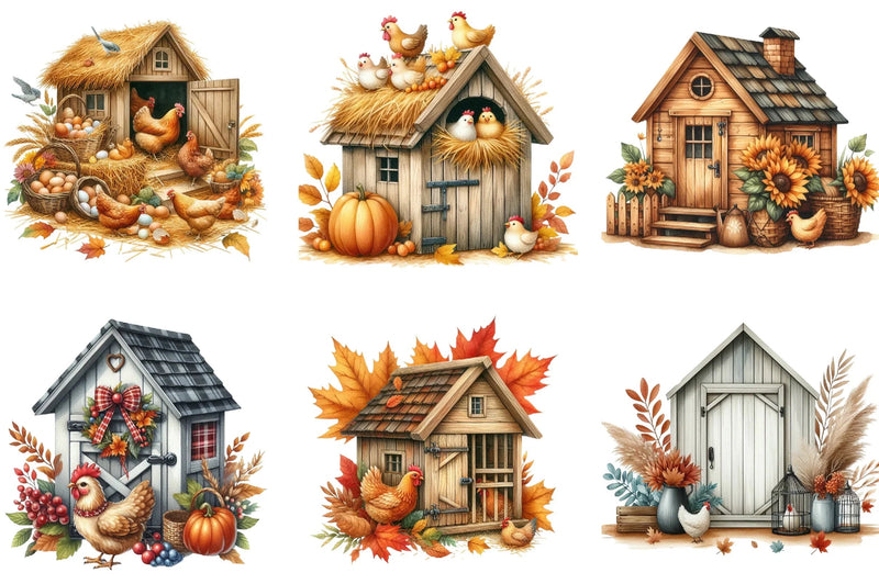 Autumn Chicken Coop Clipart Bundle - CraftNest - Digital Crafting and Art
