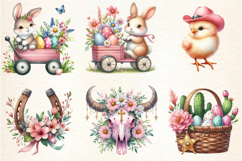 Pink Western Easter Clipart Bundle - CraftNest - Digital Crafting and Art