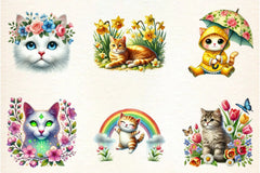 Spring Cats Clipart Bundle - CraftNest - Digital Crafting and Art