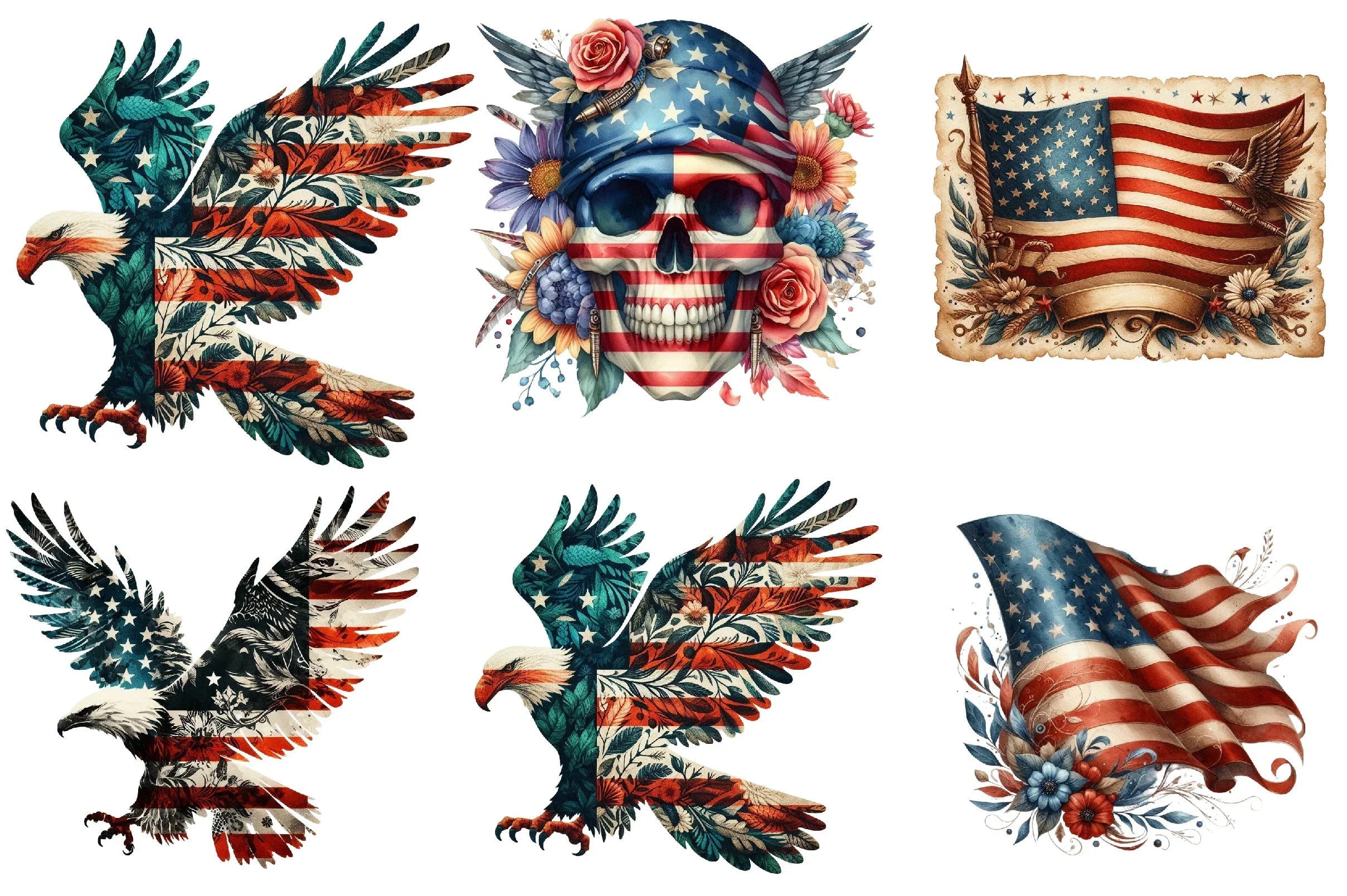 Vintage Grunge American Flag Clipart Bundle - CraftNest - Digital Crafting and Art