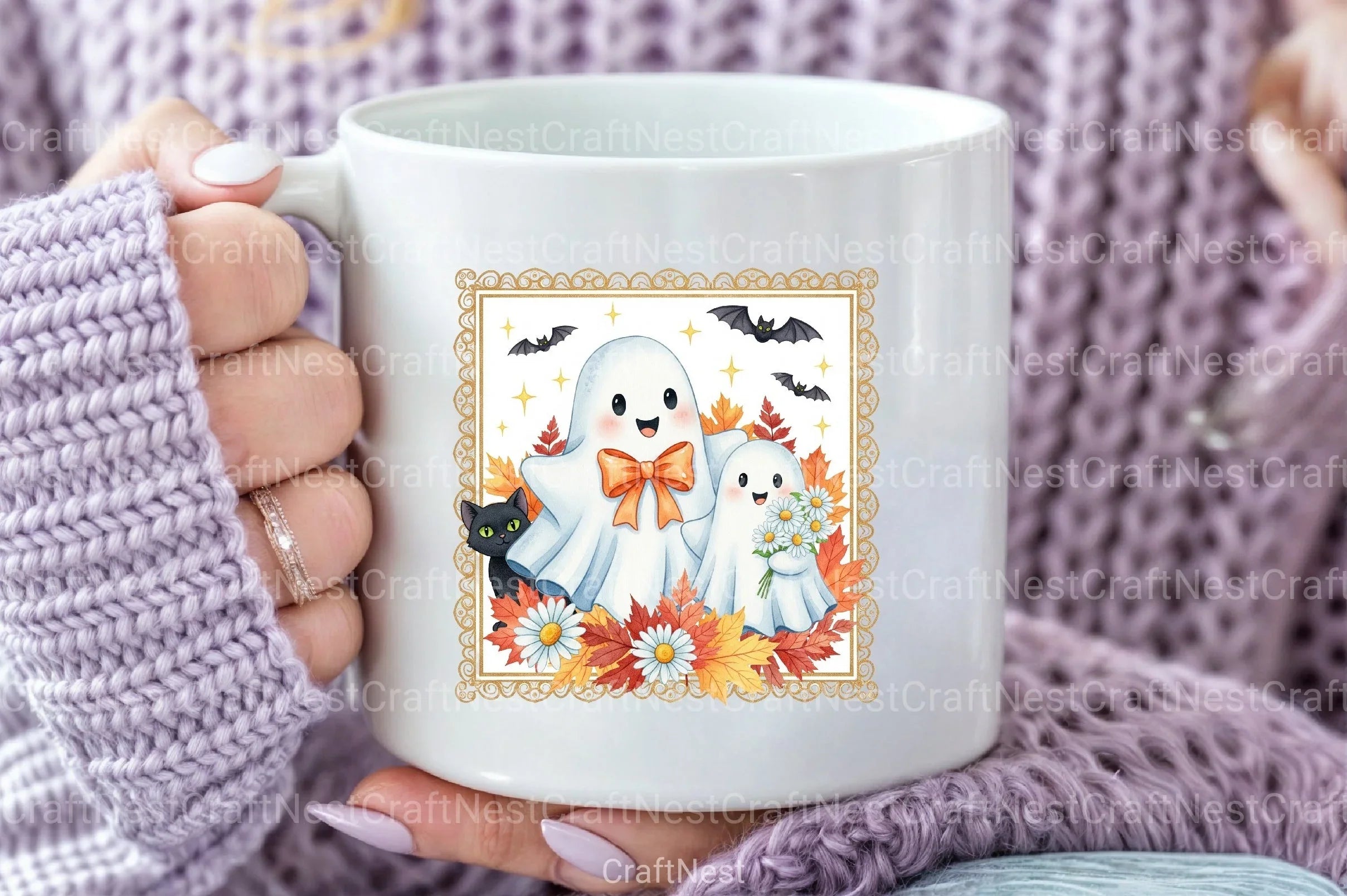 Fall Halloween Cute Ghost Clipart Bundle - CraftNest - Digital Crafting and Art