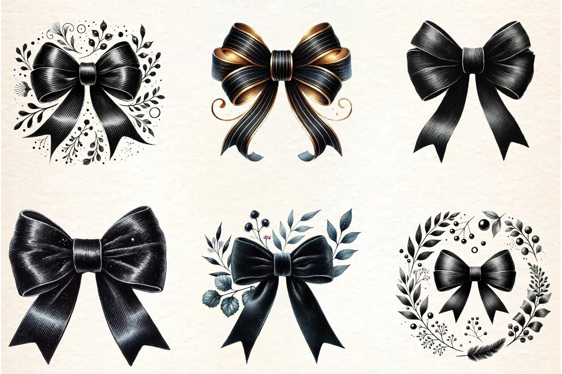 Black Month Bow Clipart Bundle - CraftNest - Digital Crafting and Art