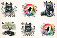 Spring Black Wolf Clipart Bundle - CraftNest - Digital Crafting and Art
